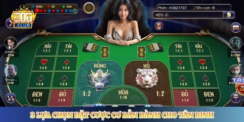 Rồng Hổ Hitclub - Trò Chơi Đánh Bài Đổi Thưởng Hấp Dẫn 3 lựa chọn đặt cược cơ bản dành cho tân binh