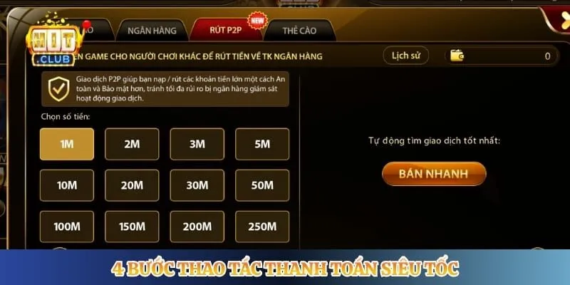 Rút Tiền Hitclub 4 bước thao tác thanh toán siêu tốc