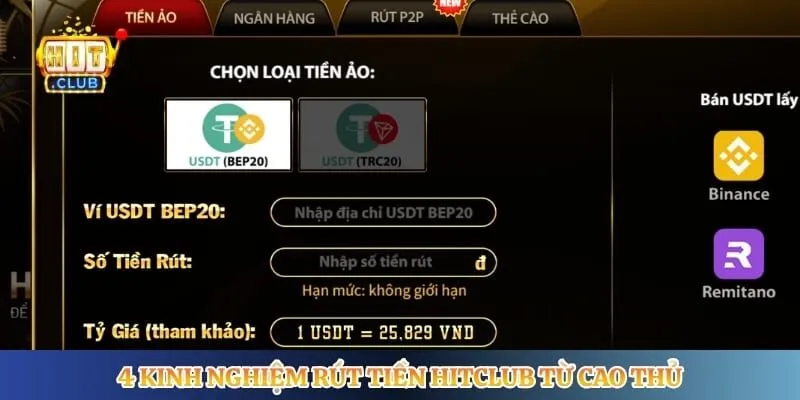 Rút Tiền Hitclub 4 kinh nghiệm rút tiền Hitclub từ cao thủ