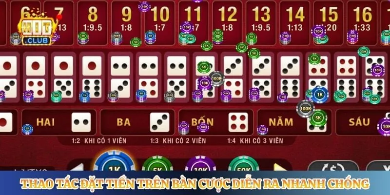 Sicbo Hitclub -Trải Nghiệm Trò Chơi Lắc Xí Ngầu Kịch Tính Thao tác đặt tiền trên bàn cược diễn ra nhanh chóng